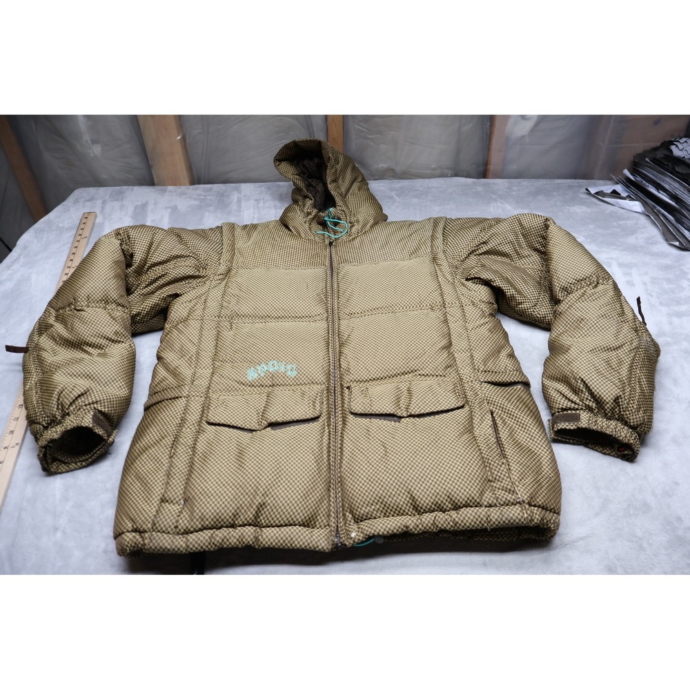 Burton Down Jacket Mens Medium Beige Check Ronin Insulated Ski Snow Puffer VTG